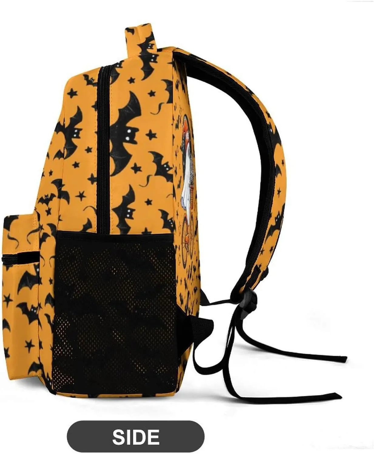 Custom Halloween Backpack for Kids Girls Boys School, 16 Inches Cool Halloween Theme Bookbag, Adjustable, Lightweight, Large Capacity, Colorful Halloween Backpack for School