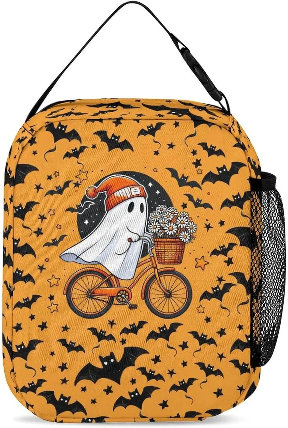 Custom Halloween Backpack with Lunch Box & Pencil Case, 16 Inch Cool Halloween Themed Bookbag, Adjustable Lightweight Large Capacity, Colorful Halloween Backpack Set for Kids Girls Boys School