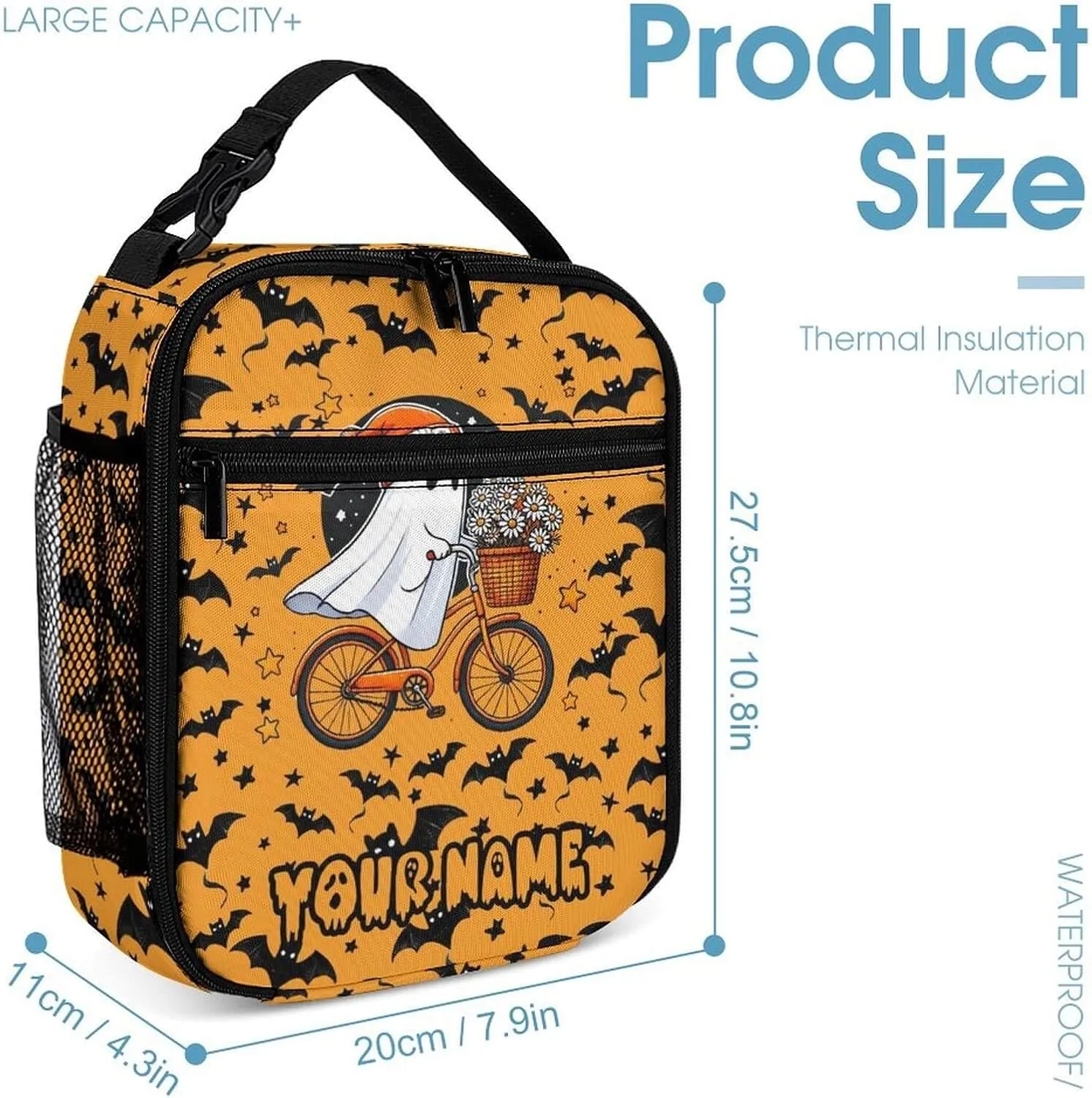 Custom Halloween Backpack with Lunch Box & Pencil Case, 16 Inch Cool Halloween Themed Bookbag, Adjustable Lightweight Large Capacity, Colorful Halloween Backpack Set for Kids Girls Boys School