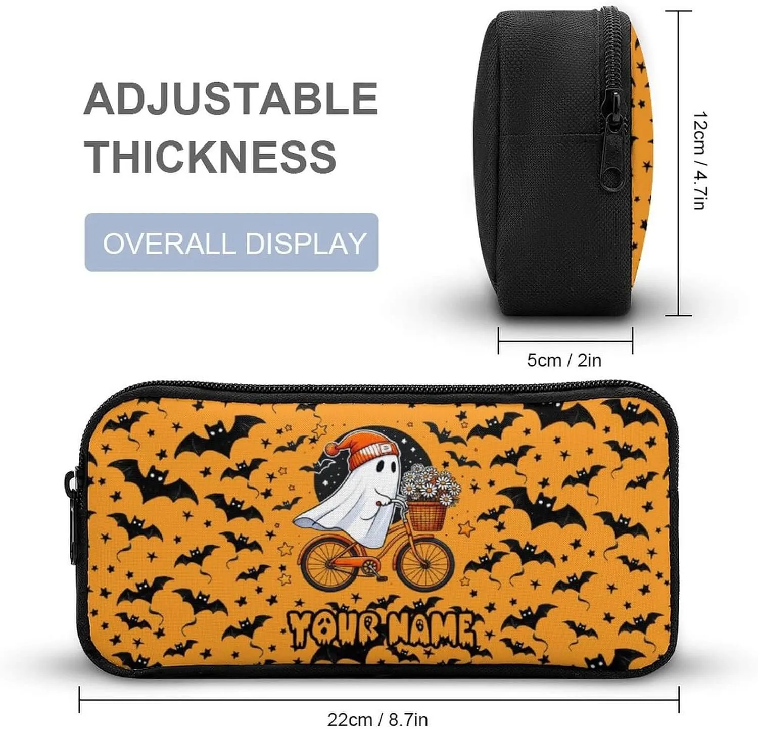 Custom Halloween Backpack with Lunch Box & Pencil Case, 16 Inch Cool Halloween Themed Bookbag, Adjustable Lightweight Large Capacity, Colorful Halloween Backpack Set for Kids Girls Boys School