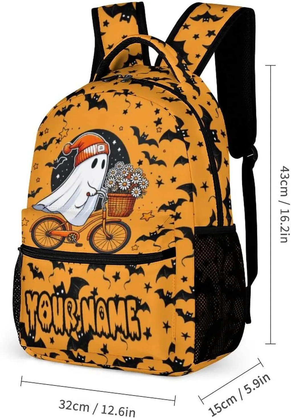 Custom Halloween Backpack with Lunch Box & Pencil Case, 16 Inch Cool Halloween Themed Bookbag, Adjustable Lightweight Large Capacity, Colorful Halloween Backpack Set for Kids Girls Boys School
