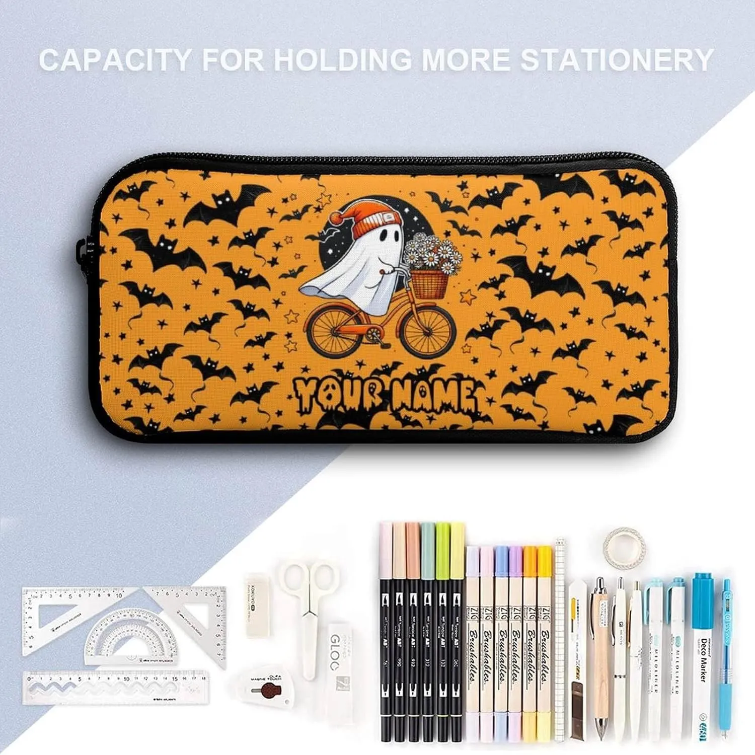 Custom Halloween Backpack with Lunch Box & Pencil Case, 16 Inch Cool Halloween Themed Bookbag, Adjustable Lightweight Large Capacity, Colorful Halloween Backpack Set for Kids Girls Boys School