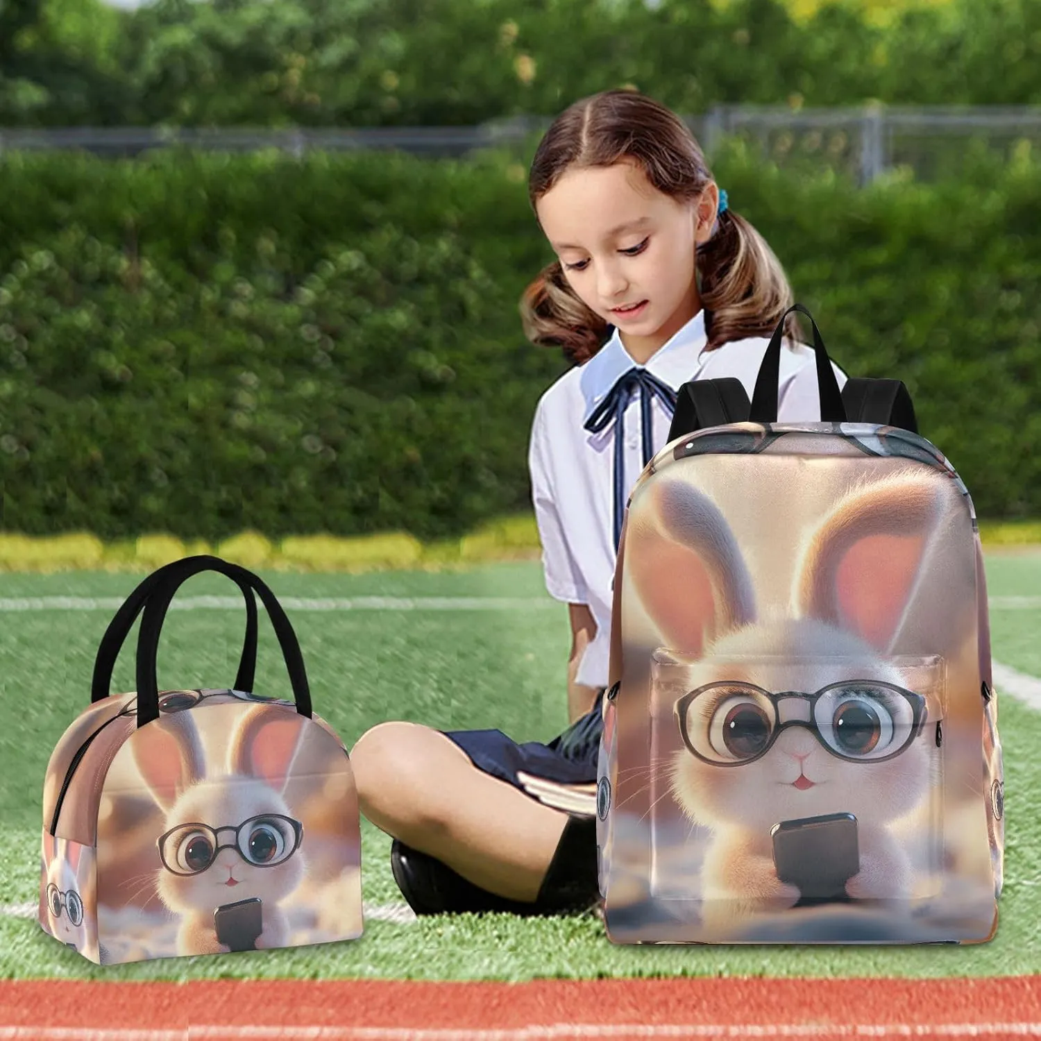 Cute Bunny Childrens Backpacks Cooler Bags Insulated Water Proof, Back Packs Elementary Boys