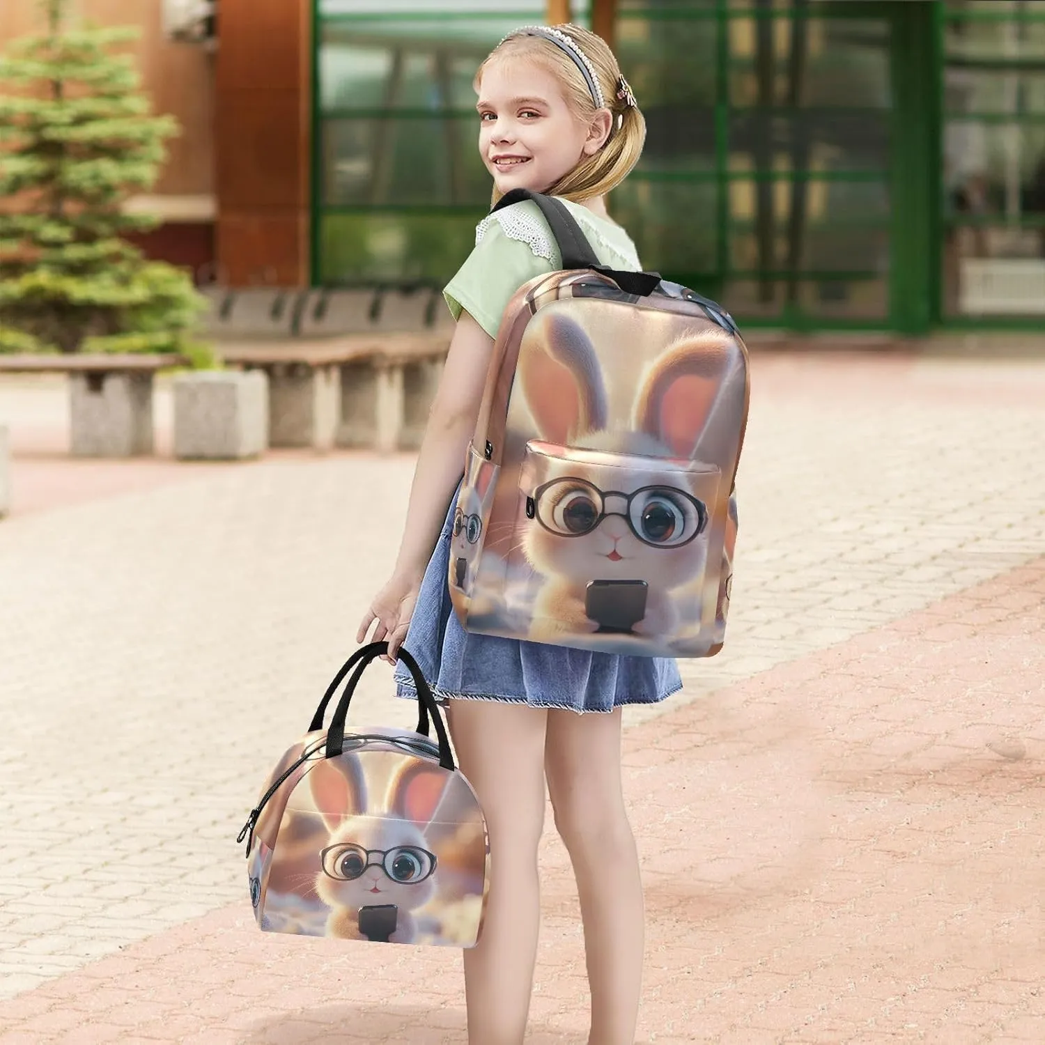 Cute Bunny Childrens Backpacks Cooler Bags Insulated Water Proof, Back Packs Elementary Boys