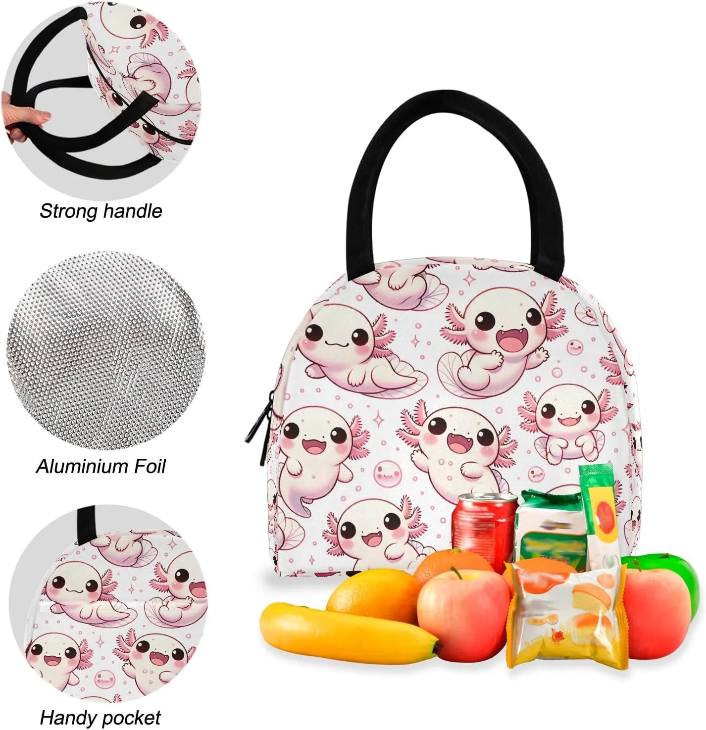 Cute Cartoon Axolotls Kids Backpacks Set Waterproof Picnic Backpack, Backpack for Girls Set