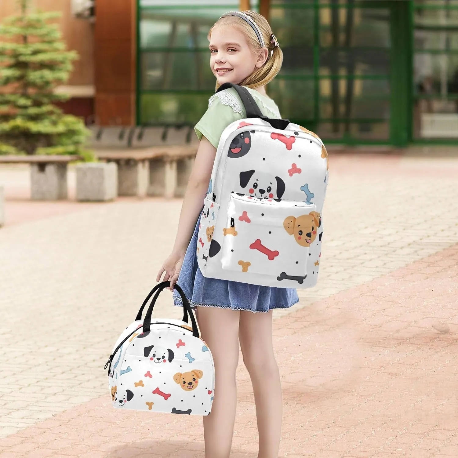 Cute Dog Faces Childrens Backpacks Waterproof Cooler Backback, Backpack Elementary School