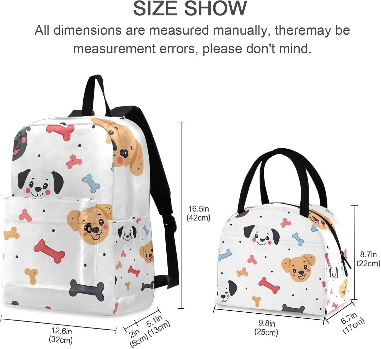 Cute Dog Faces Childrens Backpacks Waterproof Cooler Backback, Backpack Elementary School