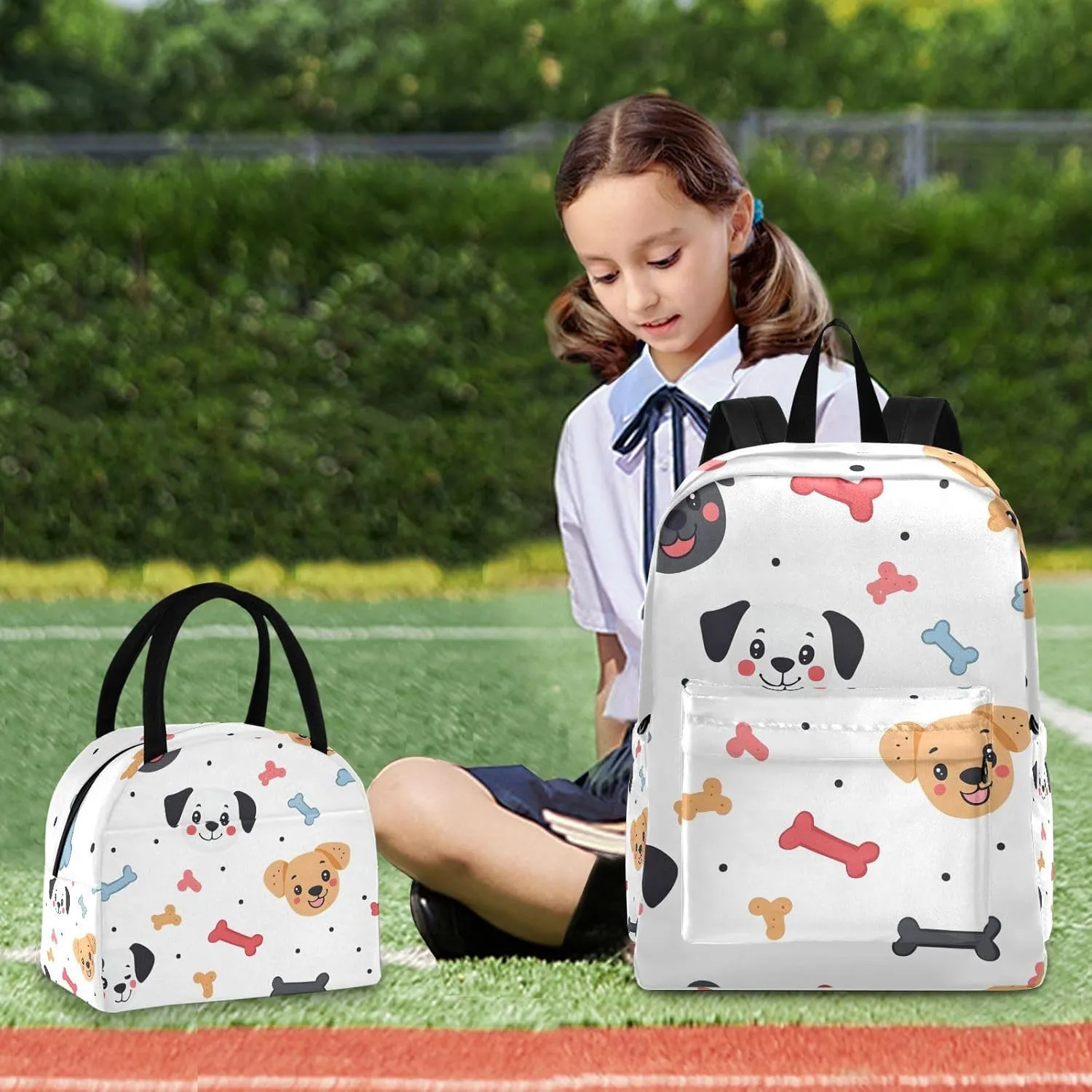 Cute Dog Faces Childrens Backpacks Waterproof Cooler Backback, Backpack Elementary School