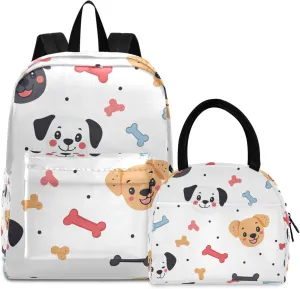 Cute Dog Faces Childrens Backpacks Waterproof Cooler Backback, Backpack Elementary School