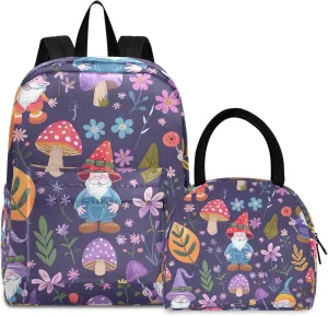 Cute Gnome Purple Childrens Backpacks Camping Backpack Waterproof, Backpack Elementary Kids Boys