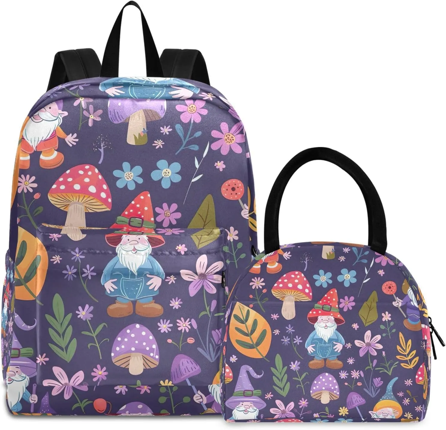 Cute Gnome Purple Childrens Backpacks Camping Backpack Waterproof, Backpack Elementary Kids Boys