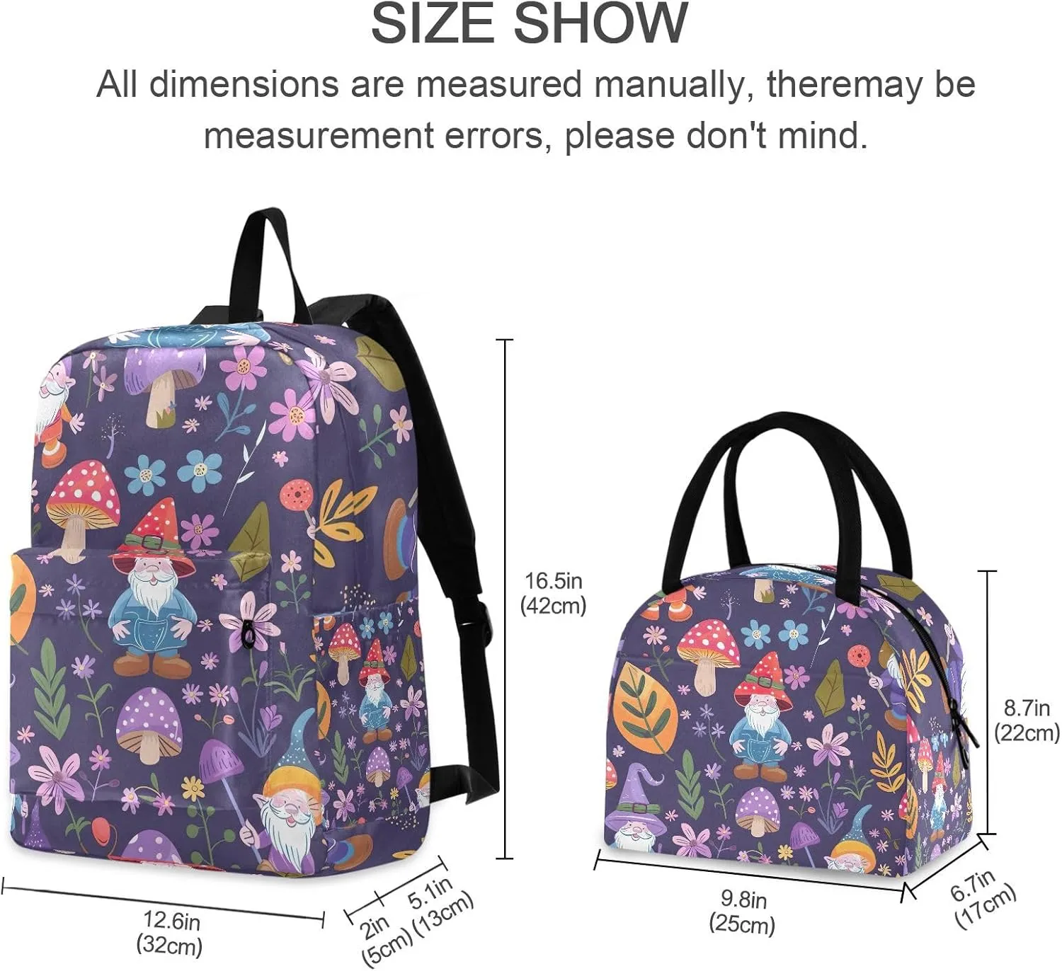 Cute Gnome Purple Childrens Backpacks Camping Backpack Waterproof, Backpack Elementary Kids Boys