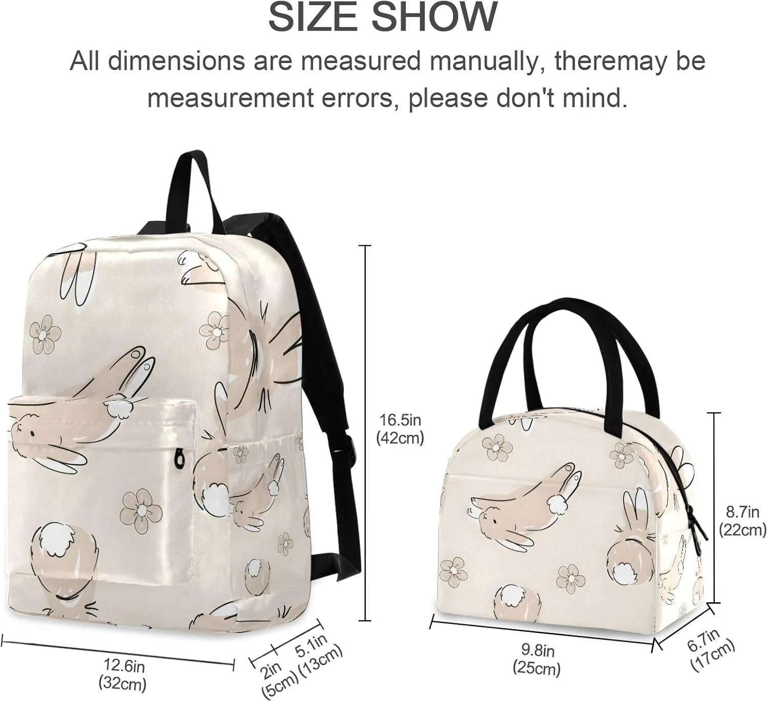 Cute Rabbits Childrens Backpacks Waterproof Backpack Cooler Bag, Kids Bags School