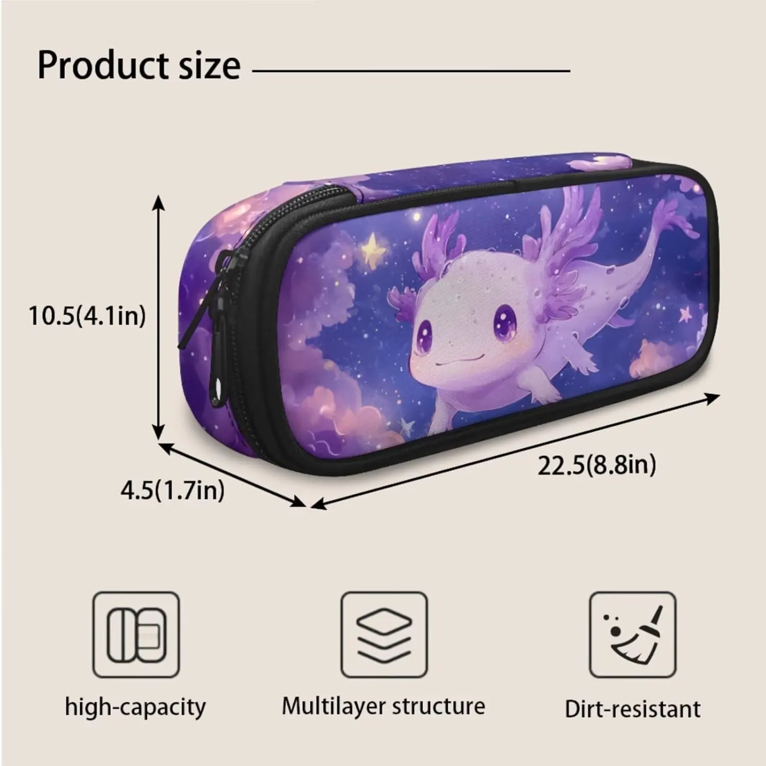 Dolyues Axolotl Axolotl Backpack for Girls 3-Piece Backpack Set School Bag   Insulated Lunch Tote   Zippered Pencil Pouch, Ideal for Back to School