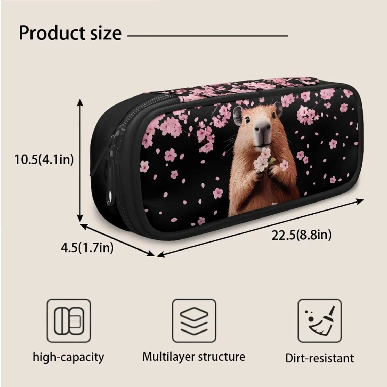 Dolyues Capybara Teen Girls Backpack Set 3pcs Middle School Backpack for Girls 14-16 Cute Girls Bookbag with Lunch Box Pencil Case Back to School Gifts