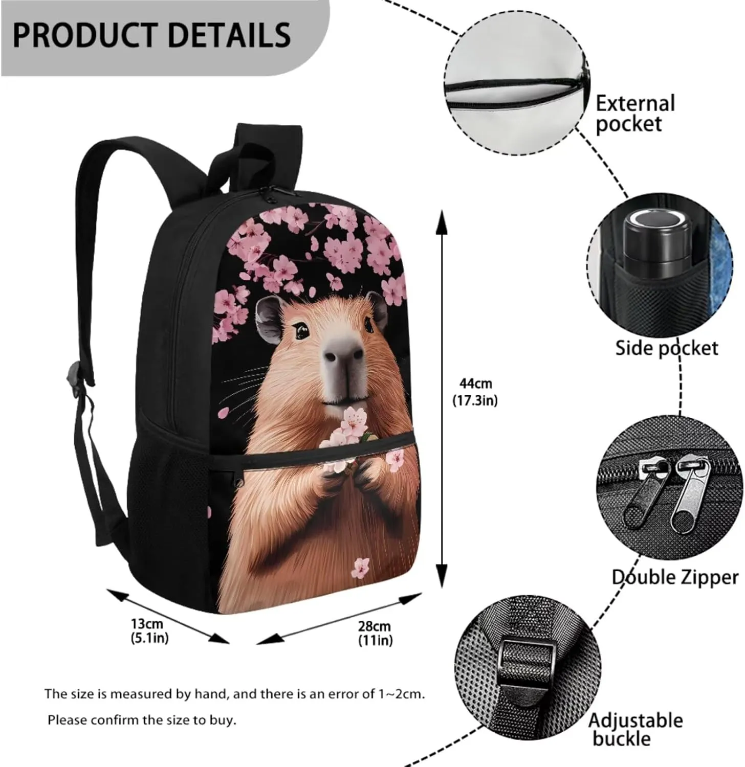 Dolyues Capybara Teen Girls Backpack Set 3pcs Middle School Backpack for Girls 14-16 Cute Girls Bookbag with Lunch Box Pencil Case Back to School Gifts