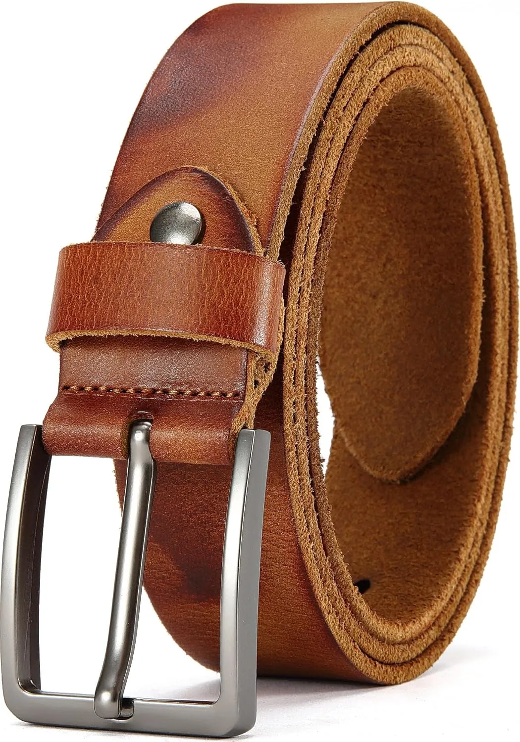 DOOPAI Men's Genuine Leather Casual Belt -Full Grain Leather Belt for Men- 1.5" Handmade Jeans Belt with Gift Box