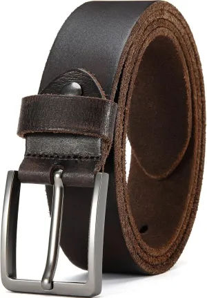 DOOPAI Men's Genuine Leather Casual Belt -Full Grain Leather Belt for Men- 1.5" Handmade Jeans Belt with Gift Box