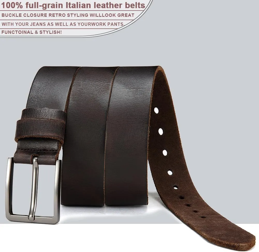DOOPAI Men's Genuine Leather Casual Belt -Full Grain Leather Belt for Men- 1.5" Handmade Jeans Belt with Gift Box