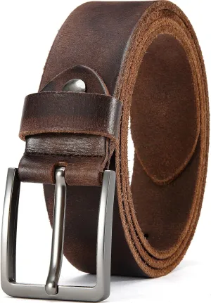 DOOPAI Men's Genuine Leather Casual Belt -Full Grain Leather Belt for Men- 1.5" Handmade Jeans Belt with Gift Box