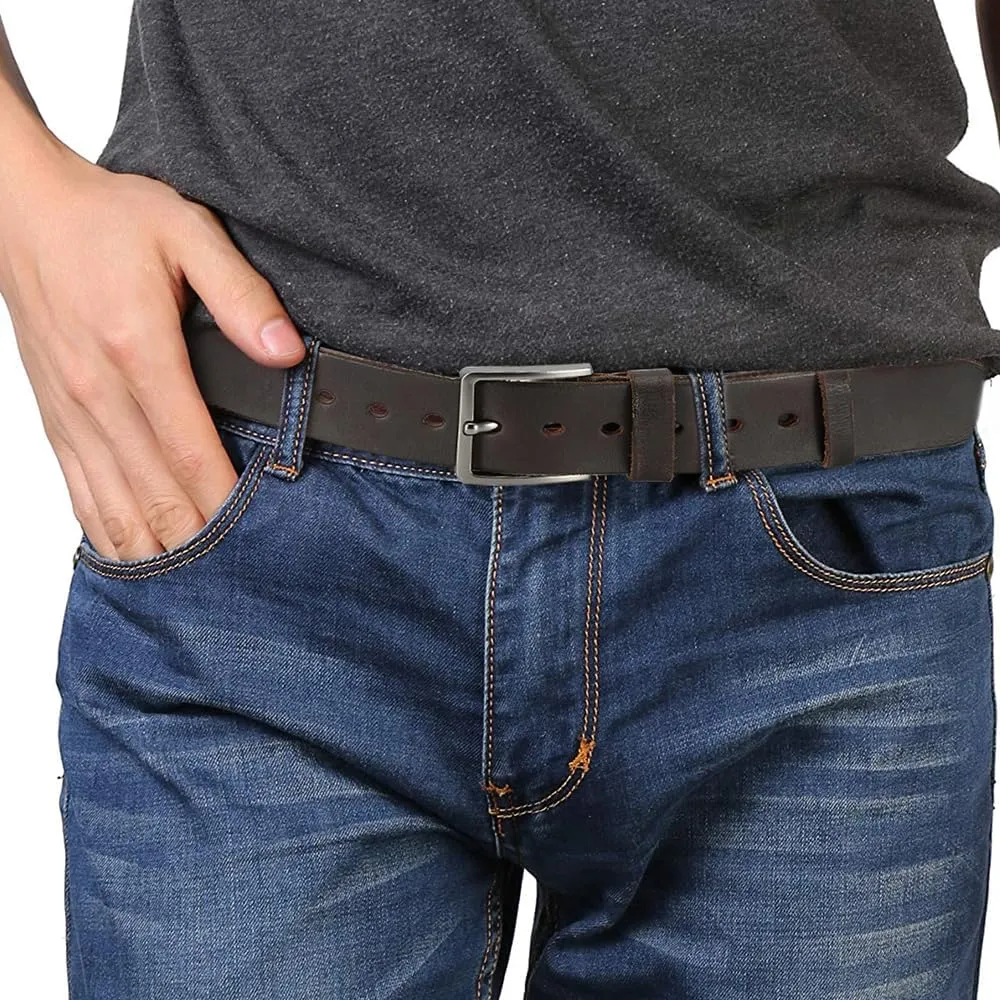 DOOPAI Men's Genuine Leather Casual Belt -Full Grain Leather Belt for Men- 1.5" Handmade Jeans Belt with Gift Box