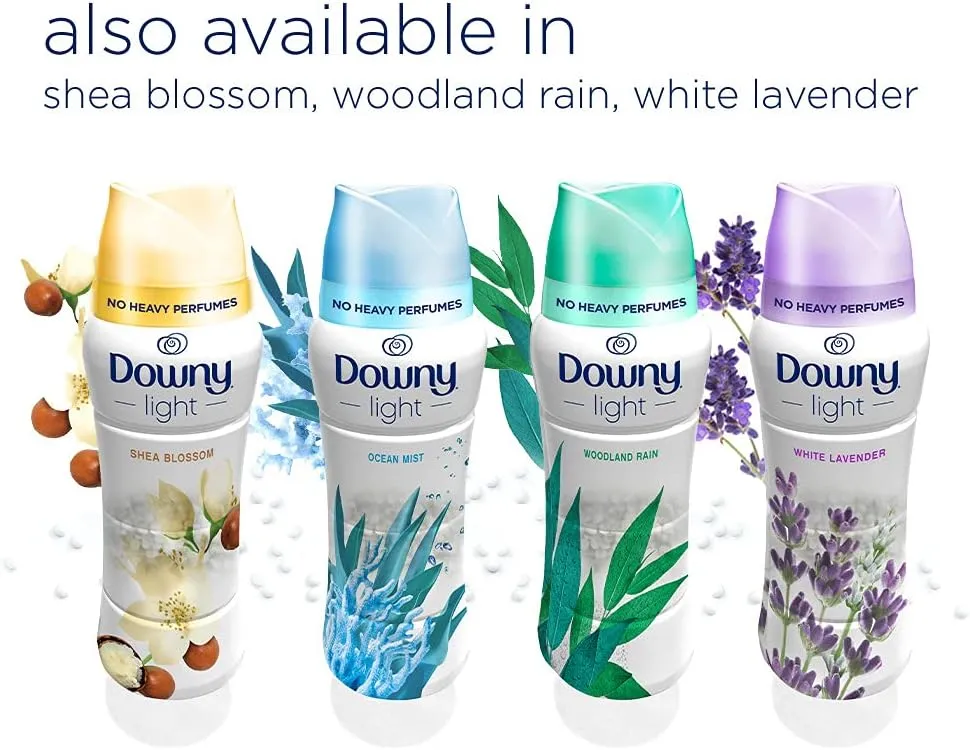 Downy Light Laundry Scent Booster Beads for Washer, Ocean Mist, 24 oz, with No Heavy Perfumes