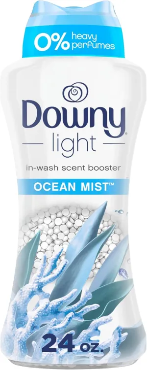 Downy Light Laundry Scent Booster Beads for Washer, Ocean Mist, 24 oz, with No Heavy Perfumes