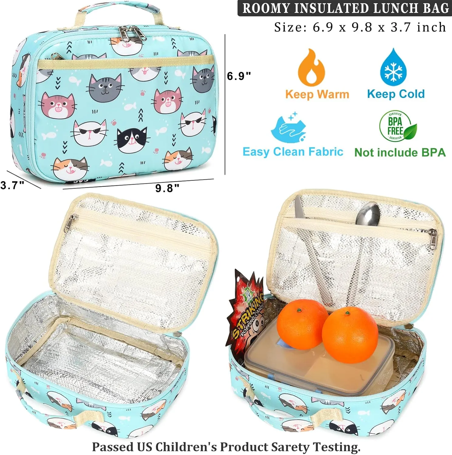 DSIUE Kids Backpack for Girls Elementary BookBags Teens Middle School Backpack with Lunch Box Flower Black