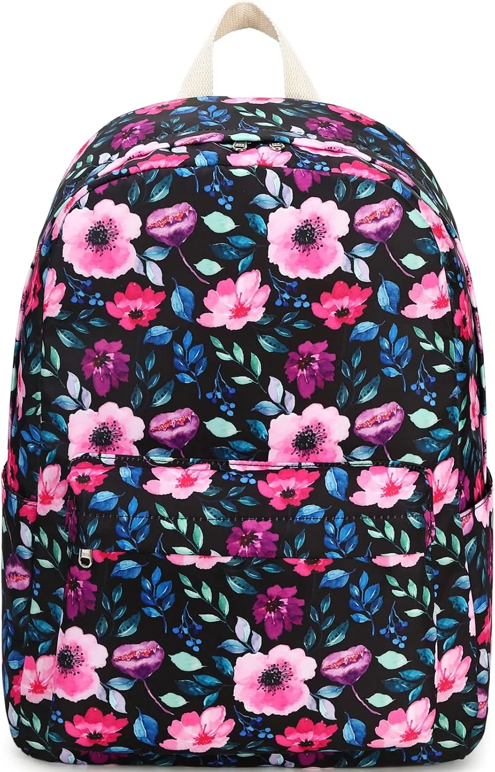 DSIUE Kids Backpack for Girls Elementary BookBags Teens Middle School Backpack with Lunch Box Flower Black