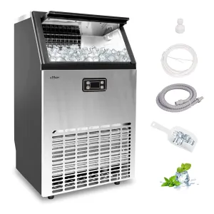 E-Macht Commercial 100lbs/24H Ice Maker Machine Built-in Stainless Steel Ice Maker Machine with a smart LCD panel