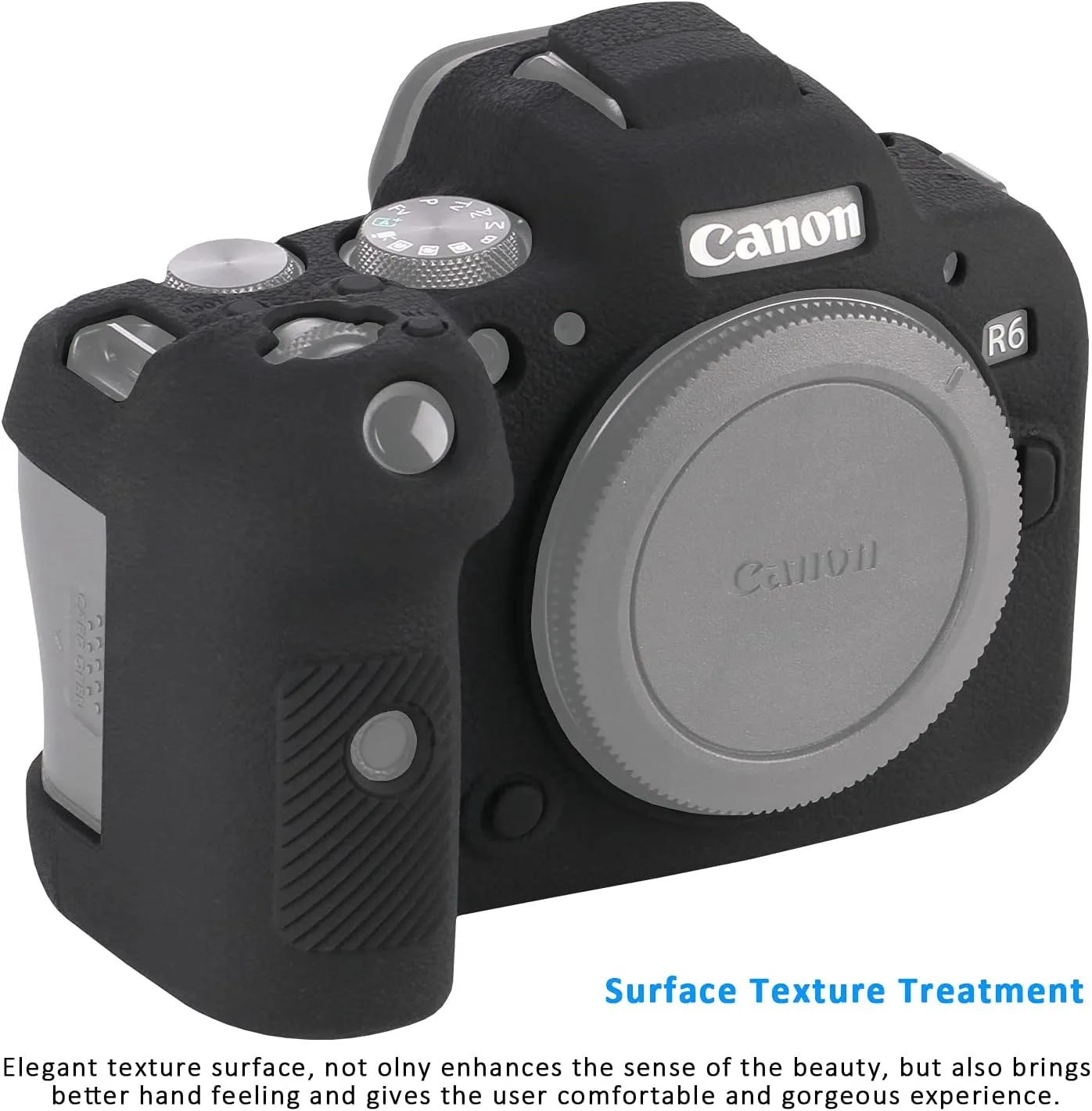 Easy Hood Camera Case for Canon EOS R6, Anti-Slip Texture, Snug Fit Soft Silicone Rubber Protective Camera Cover Protector Shell (Black)