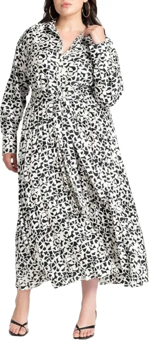 ELOQUII Women's Plus Size Pleated Skirt Fit and Flare Dress