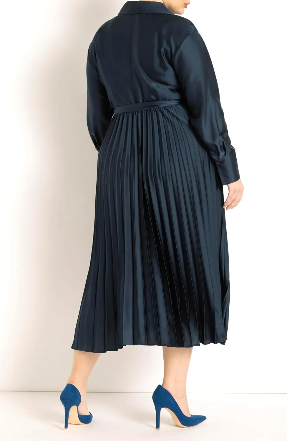 ELOQUII Women's Plus Size Pleated Skirt Fit and Flare Dress