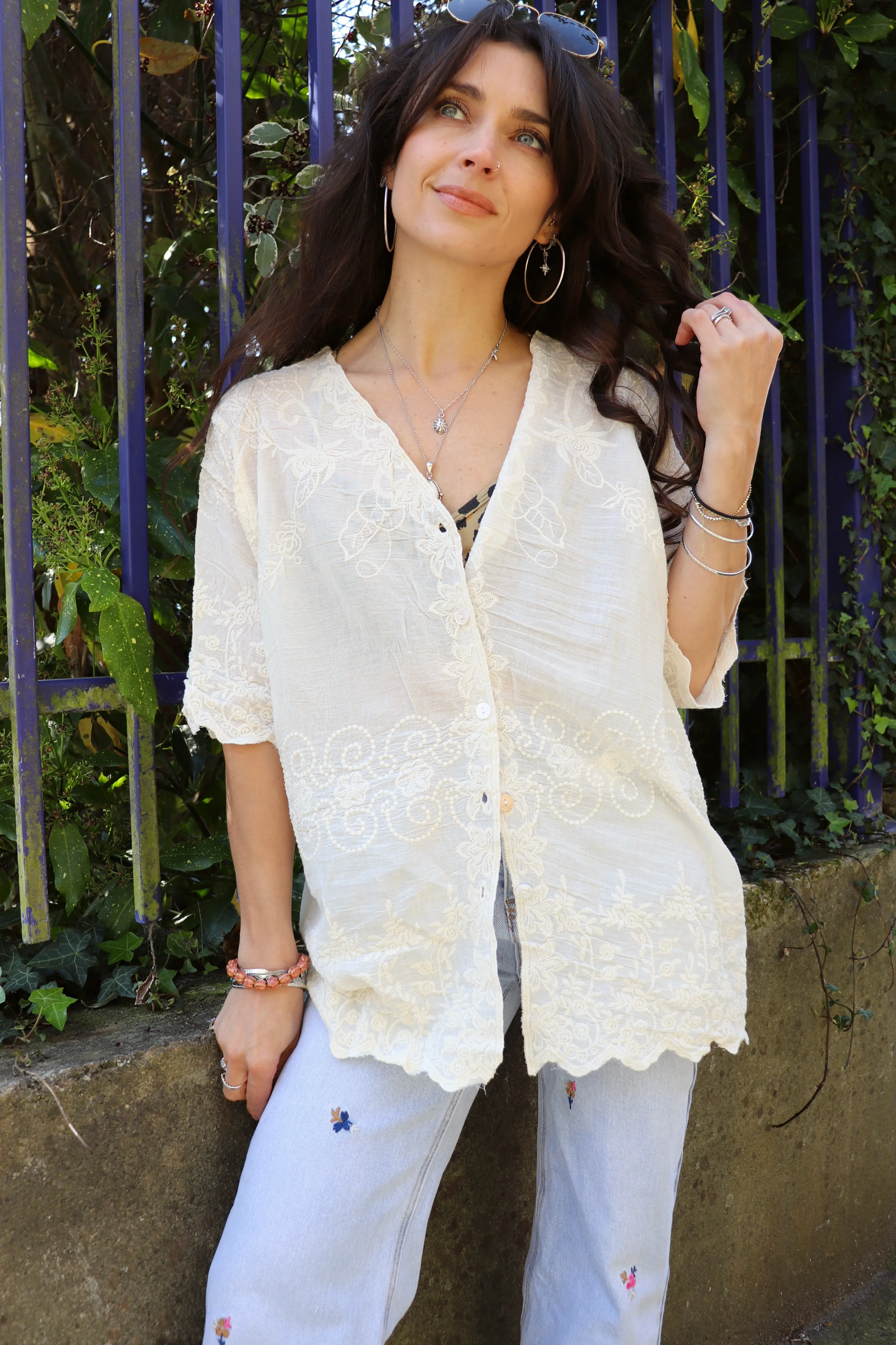 Embroidered cotton shirt