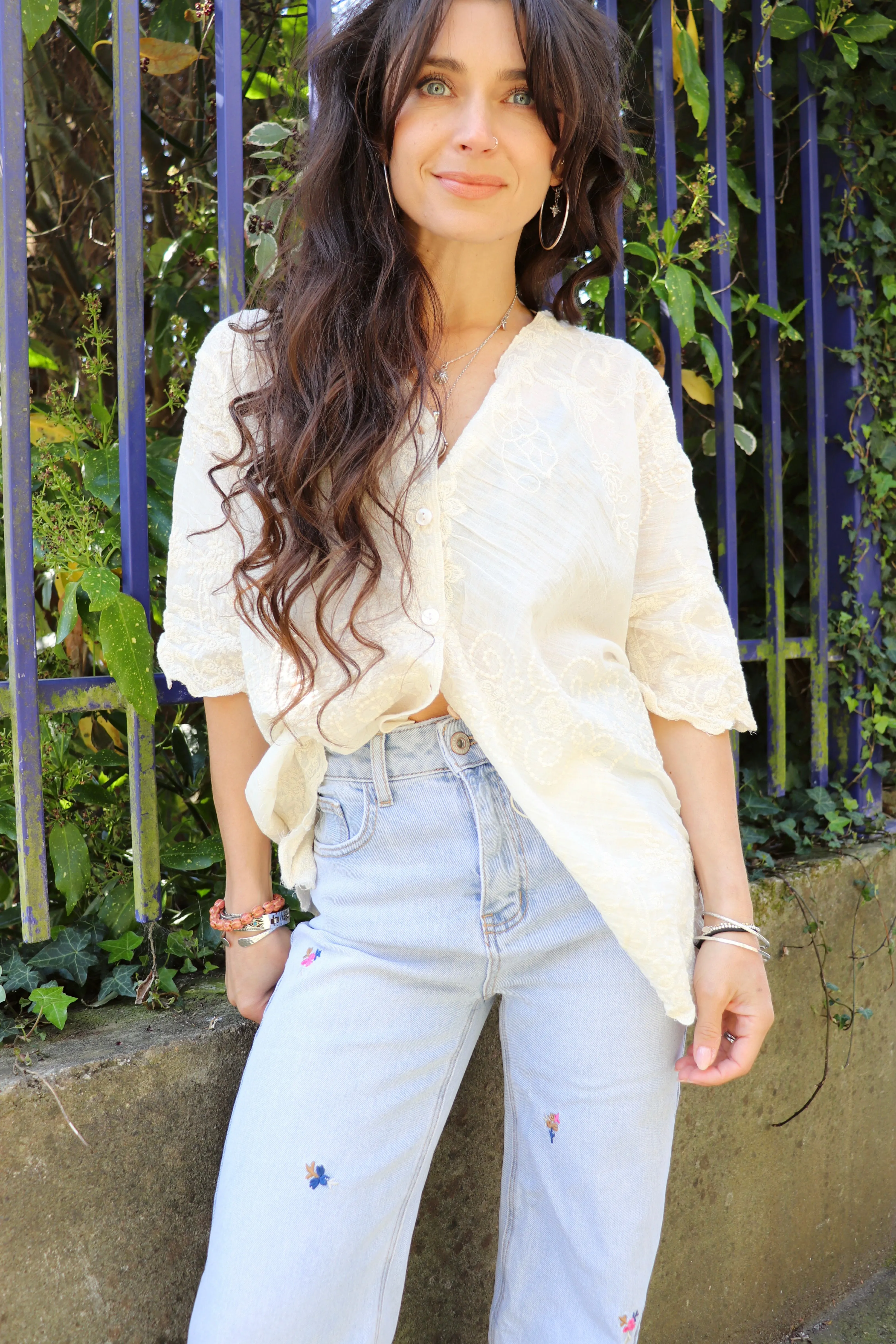 Embroidered cotton shirt