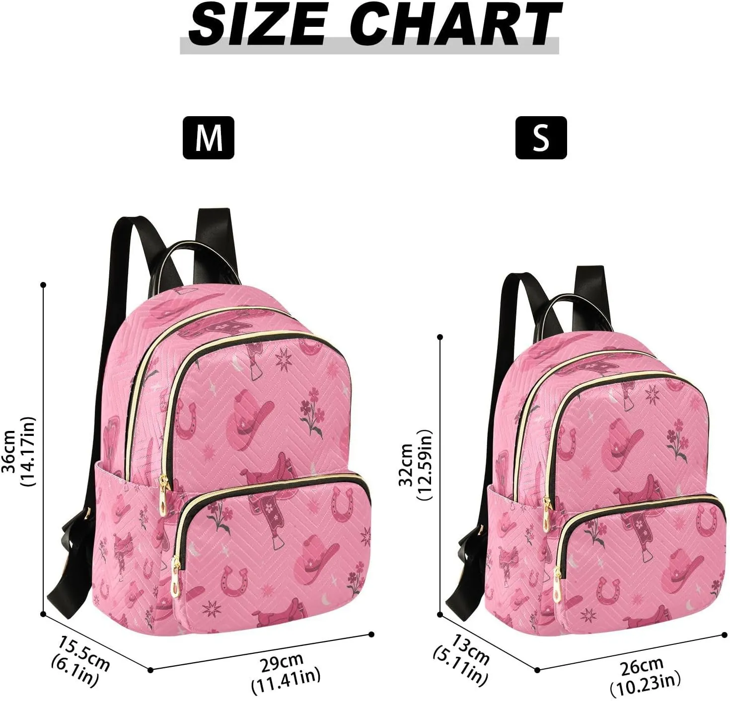 Exnundod Backpack Purse for Women Cowboy Hats Saddles Printed, Mini Backpack Casual Backpack Pink Travel Daypack,Medium