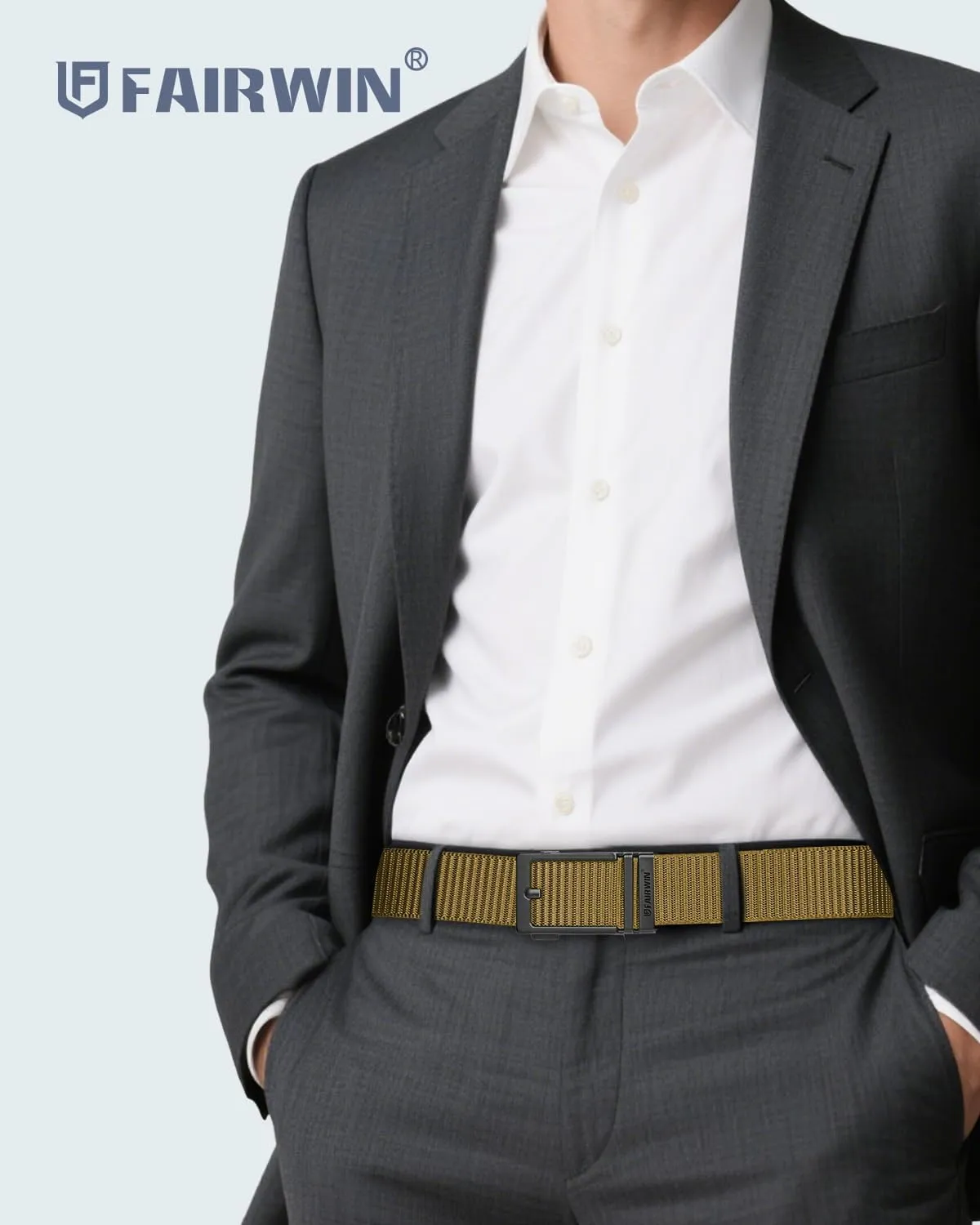 FAIRWIN Men's Ratchet Belt - Nylon Web Work Belt with Automatic Buckle, Adjustable for Jeans, Pants, Golf, and Everyday Use