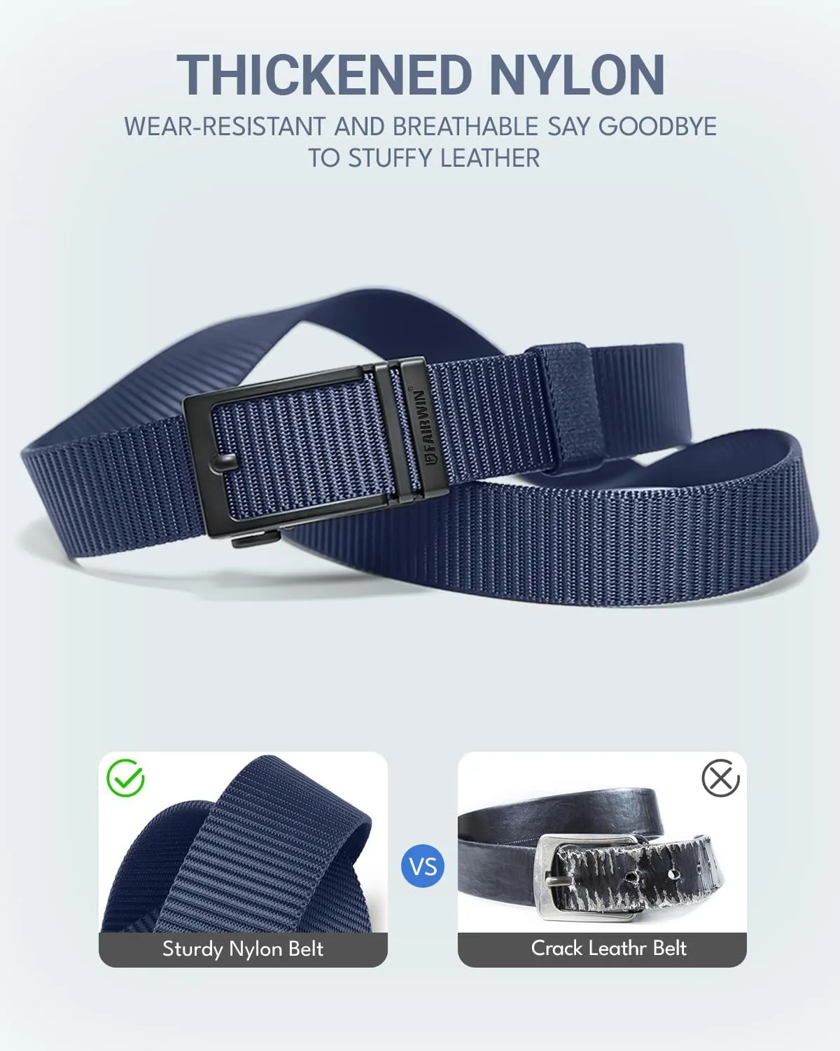 FAIRWIN Men's Ratchet Belt - Nylon Web Work Belt with Automatic Buckle, Adjustable for Jeans, Pants, Golf, and Everyday Use
