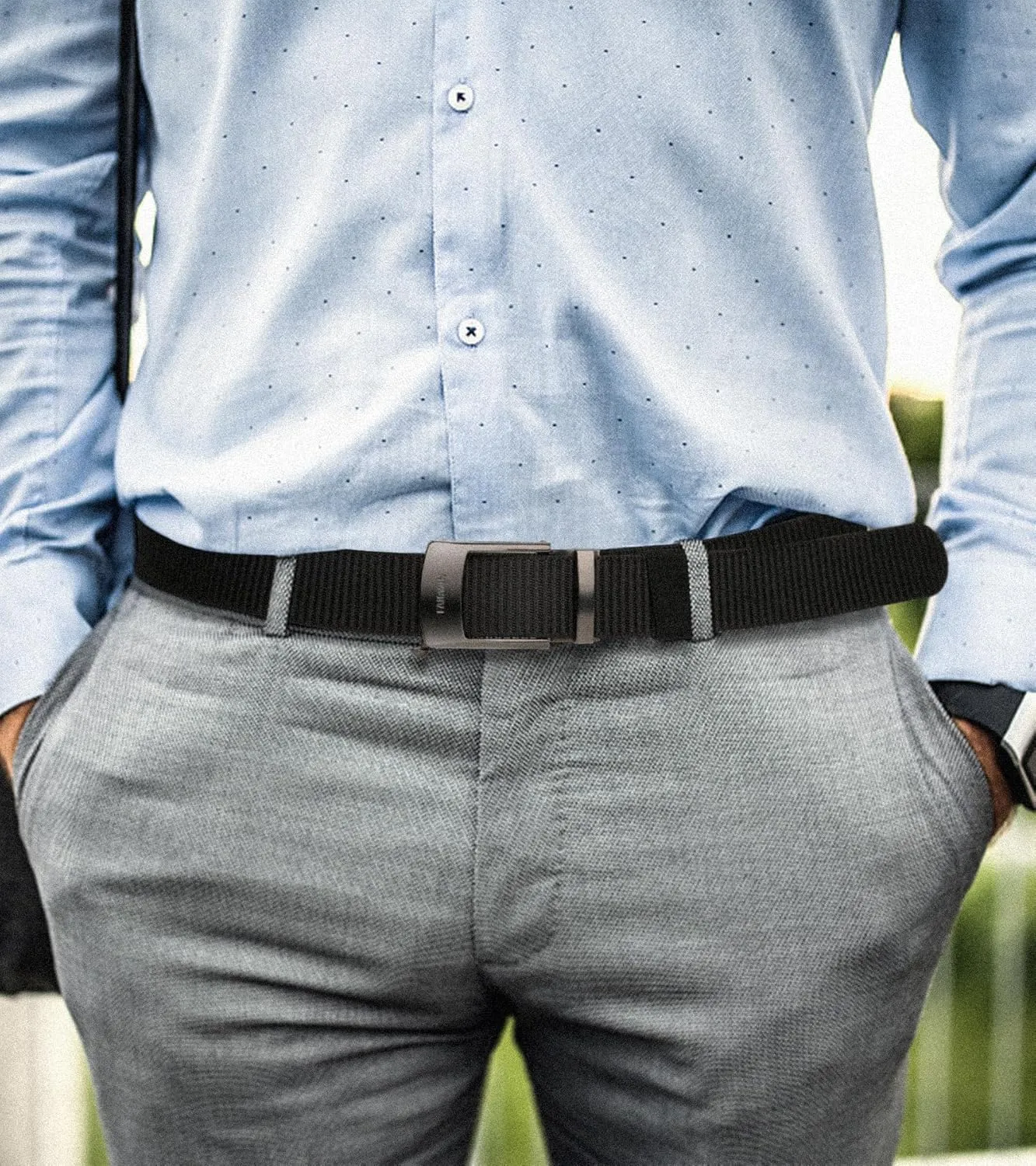 FAIRWIN Men's Ratchet Belt - Nylon Web Work Belt with Automatic Buckle, Adjustable for Jeans, Pants, Golf, and Everyday Use