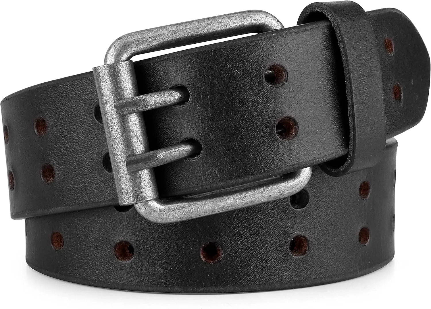 F&L CLASSIC Leather Work Belt, Heavy Duty Double Prong full grain Leather Belts for Men 1 1/2", Mens Casual Belts for Jeans