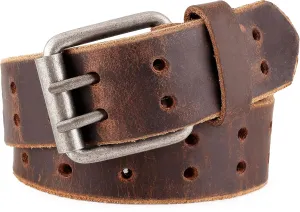 F&L CLASSIC Leather Work Belt, Heavy Duty Double Prong full grain Leather Belts for Men 1 1/2", Mens Casual Belts for Jeans