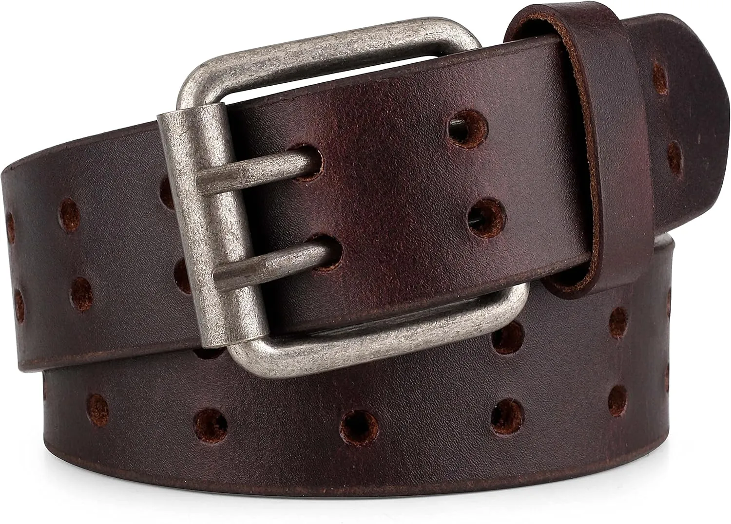 F&L CLASSIC Leather Work Belt, Heavy Duty Double Prong full grain Leather Belts for Men 1 1/2", Mens Casual Belts for Jeans