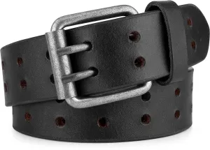 F&L CLASSIC Leather Work Belt, Heavy Duty Double Prong full grain Leather Belts for Men 1 1/2", Mens Casual Belts for Jeans
