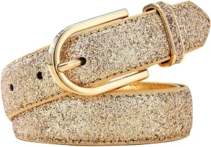 Fashion Sparkly PU Leather Waist Belts for Women Formal Dresses Jeans