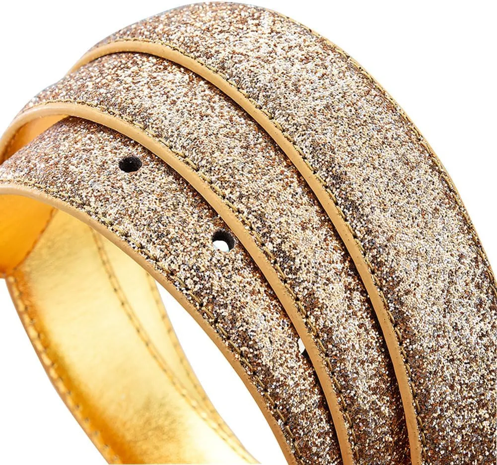 Fashion Sparkly PU Leather Waist Belts for Women Formal Dresses Jeans