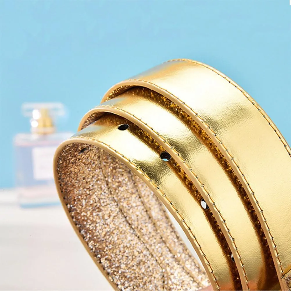 Fashion Sparkly PU Leather Waist Belts for Women Formal Dresses Jeans