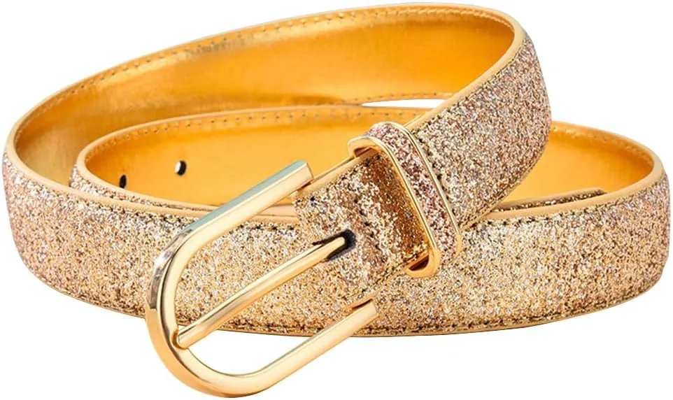 Fashion Sparkly PU Leather Waist Belts for Women Formal Dresses Jeans