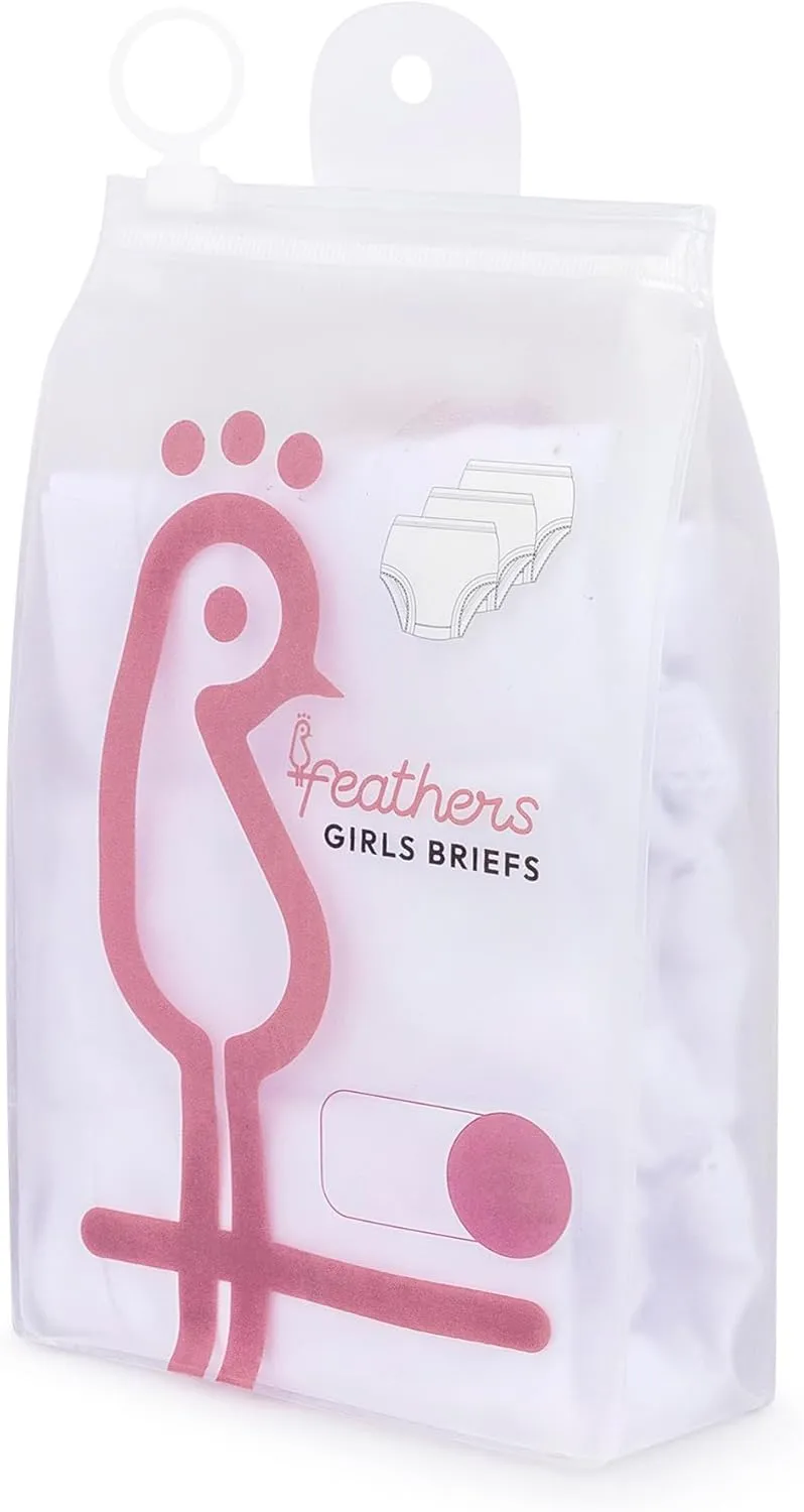 Feathers Girls Solid White Snug Fit Tagless Cami Vest - 100% Cotton Super Soft Undershirts (3/Pack)