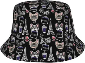 Fisherman Cap Dog is Holding A Shopping Bag in Paris Unisex Sun Hats Vacation Beach Bucket Hat
