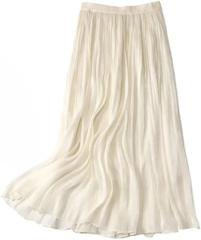 Fnfmrfmr Women Casual Long Skirt Solid Harajuku Elastic High Waist Loose A-Line Midi Skirts
